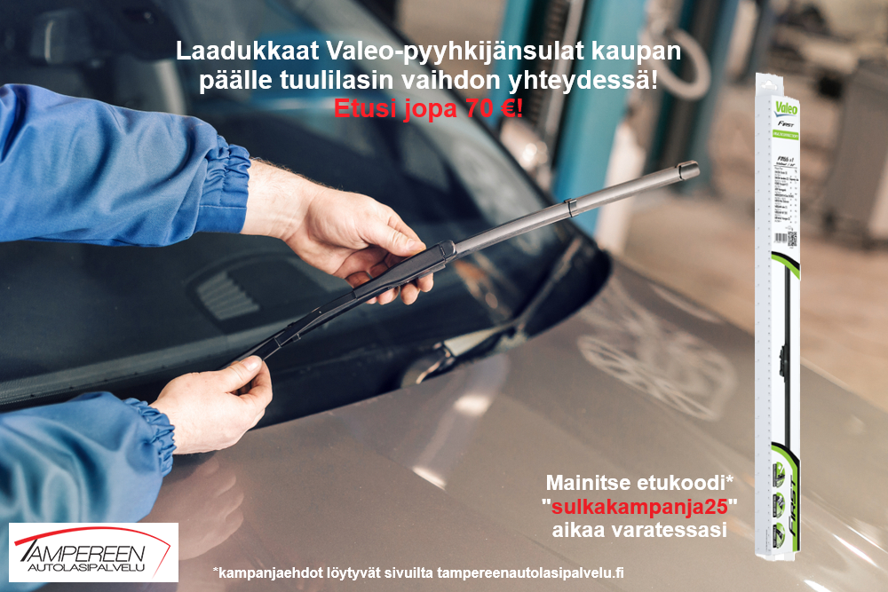 Pyyhkijänsulat kaupan päälle tuulilasin vaihdon yhteydessä